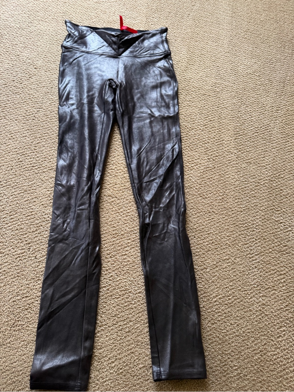 Spanx Black Faux Leather High-Waist Leggings size small